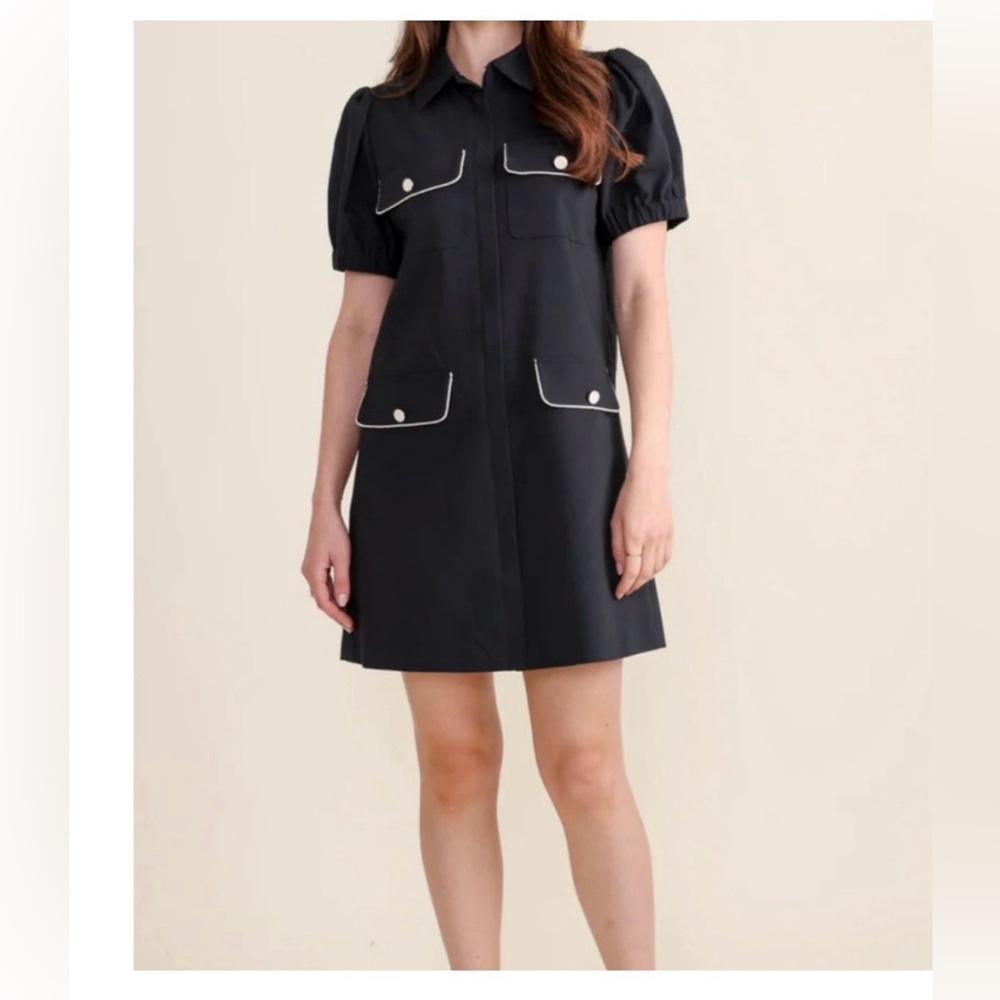 S’Edge Black Mini Dress with White Trim